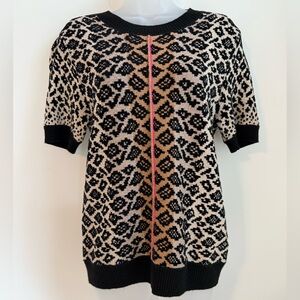 Anthropologie Maeve Patterned Short Sleeve Sweater